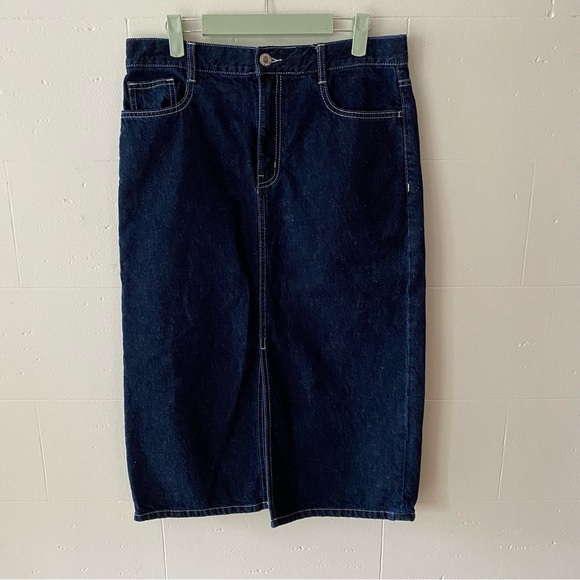 Frank & Oak Midi Demin Pencil Skirt - Picture 1 of 9